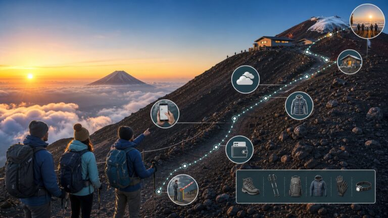 Mt. Fuji climbing season planning with route and hut decisions