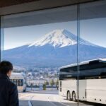 Train and coach connections with Mount Fuji in the background for a Kawaguchiko access update