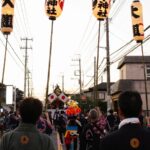 Traditional Japanese street festival crowd for a travel update about Fujiyoshida summer festival traffic and parking