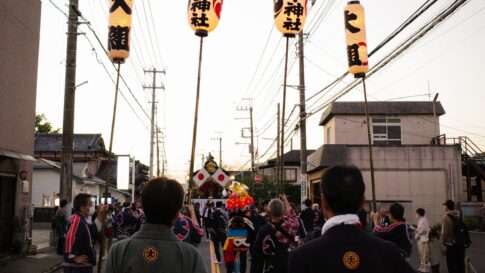 Traditional Japanese street festival crowd for a travel update about Fujiyoshida summer festival traffic and parking