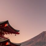 A pagoda and Mount Fuji at sunrise for Arakurayama Sengen Park 2026: Cherry Blossom Festival Cancelled, But Respectful Visits Continue