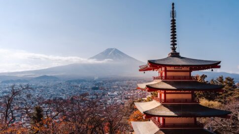Chureito Pagoda with Mount Fuji in the distance for Cultural Day Trips Near Mt. Fuji: Oshino Hakkai, Chureito Pagoda, and Sacred Shrines