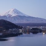 Mount Fuji with a soft sky and lake-area foreground for How to Check Mt. Fuji Visibility Before Leaving Tokyo