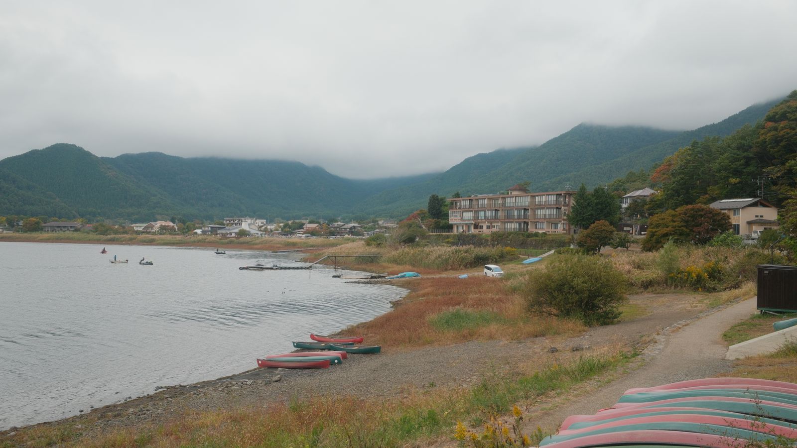 Mount Fuji beyond a wide Fuji Five Lakes landscape for Lake Kawaguchiko Travel Guide